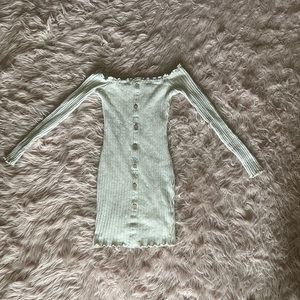 jacklyn off shoulder mini dress- oatmeal